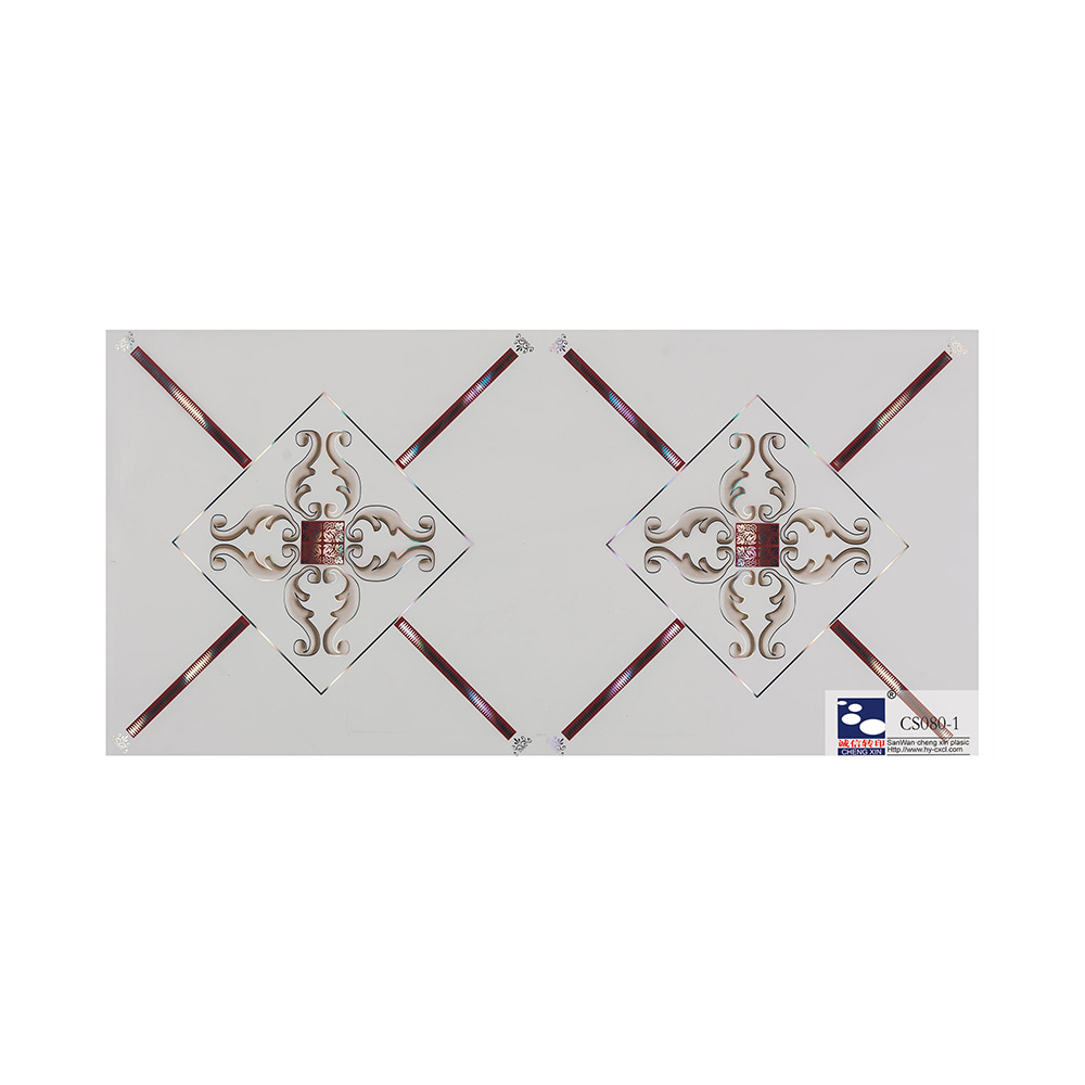 Feuille d'estampage à chaud de grain de bois de style moderne de nouvelles conceptions bien faites pour le plafond en PVC CS080-1