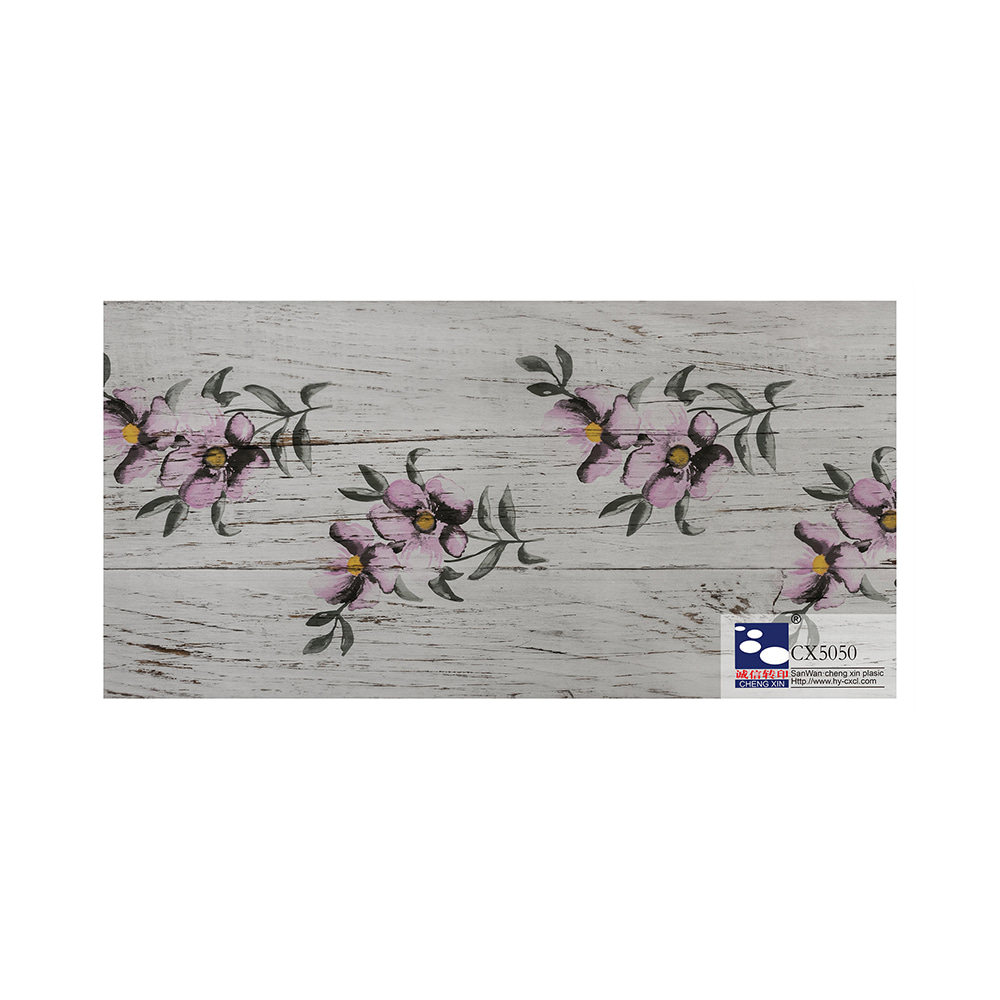 Feuille d'estampage à chaud en marbre de différentes couleurs avec différentes fleurs imprimées pour panneau CX5050